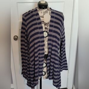 Jessica Blue And Gray Striped Cardigan